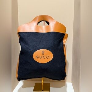 Gucci Navy & Brown Felt 70-80’s era Shopper Tote